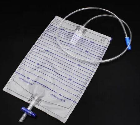 Harga yang pantas Harga Pabrik 2000ml PVC Medical Urin Drainage Bag Dengan T-Type Valve Anti-Reflux Valve Graduations on line