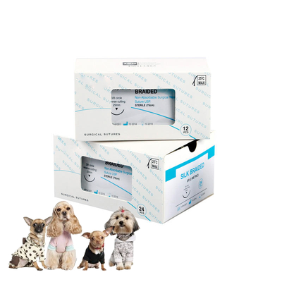 Harga yang pantas Jahitan Medis Non-Absorbable Sutra Kepang Hewan Veteriner Dengan Jarum Untuk Penutupan Kulit Gigi Veteriner Dan Bedah on line