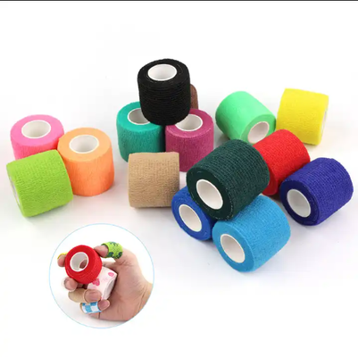 Harga yang pantas Multi-Colored Self-Adhesive Cohesive Bandage Breathable Elastic Bandage for Sports First Aid and Veterinary Use On line
